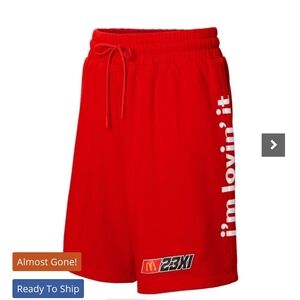 NWT Men's 23XI Racing Red Bubba Wallace McDonald's I'm Lovin' It Shorts